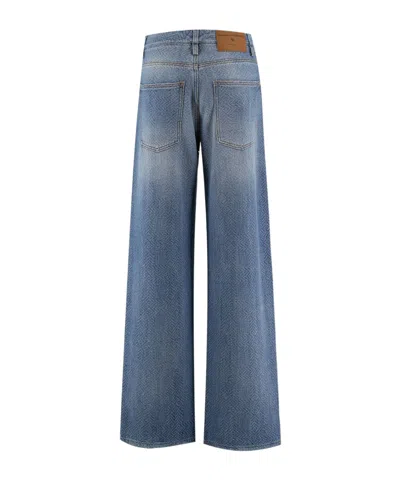 Ermanno Scervino Wide-leg Patterned Jeans In Blue