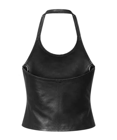 Stouls Cherry Open-back Leather Top In Black