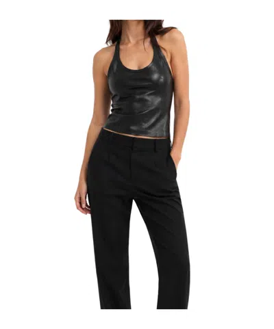 Stouls Cherry Open-back Leather Top In Black