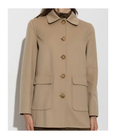 Valentino Winter Coat Tailored Fit Collared Design In Nude