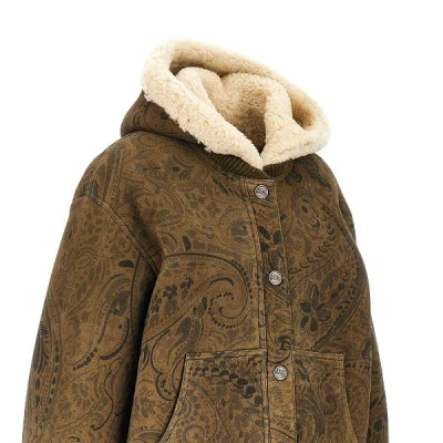Etro Paisley-motif Shearling-lined Jacket In Brown