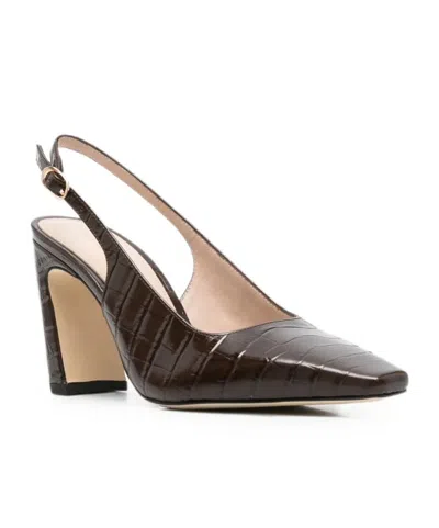 Stuart Weitzman Croc-effect Slingback Pumps In Brown