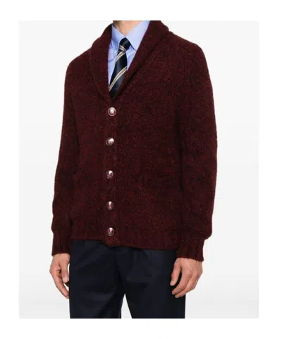Brunello Cucinelli Button-front Shawl-collar Cardigan In Red