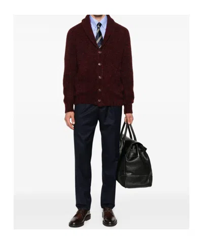 Brunello Cucinelli Button-front Shawl-collar Cardigan In Red