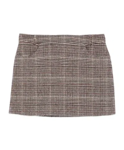 Ermanno Scervino Check-pattern Mini Skirt In Brown