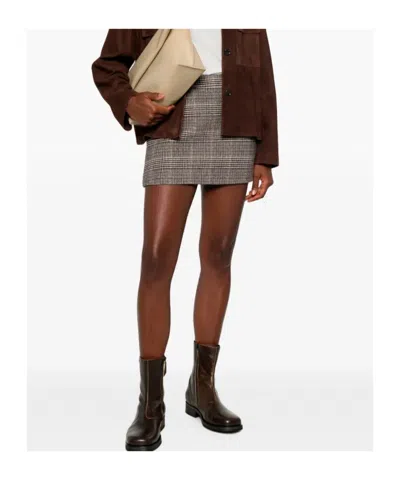 Ermanno Scervino Check-pattern Mini Skirt In Brown