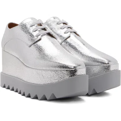 Stella Mccartney Elyse Lace Up Wedge Brogues Oxford Shoes In Silver