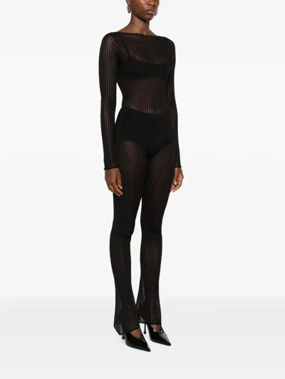 Dondup 골지 니트 오픈 백 점프수트 In Black
