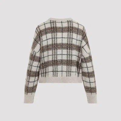 Brunello Cucinelli Plaid-pattern Sequin-embellishment Sweater In Neutral