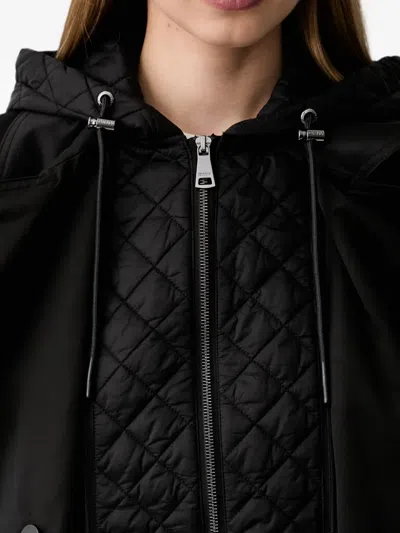 Dkny 퀼팅 후드 더블 브레스티드 트렌치코트 In Black