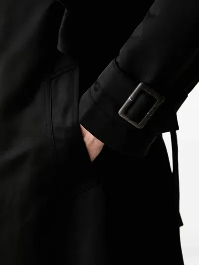 Dkny 퀼팅 후드 더블 브레스티드 트렌치코트 In Black