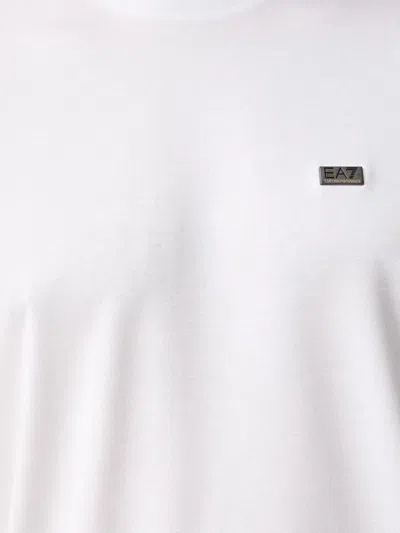 Ea7 로고 디테일 티셔츠 In White