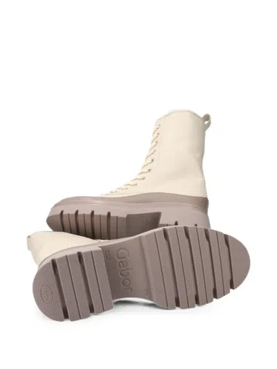 Gabor Lace-up Platform Boots In White