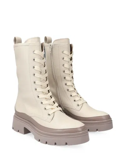 Gabor Lace-up Platform Boots In White