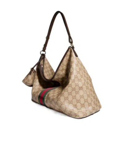 Gucci Large Shoulder Bag With Web In Multi