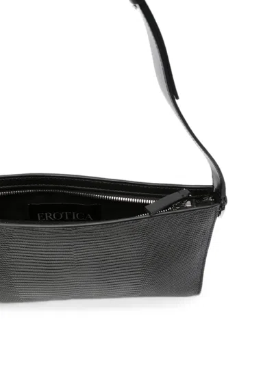 Dondup Ring-handle Lizard-effect Tote Bag In Black