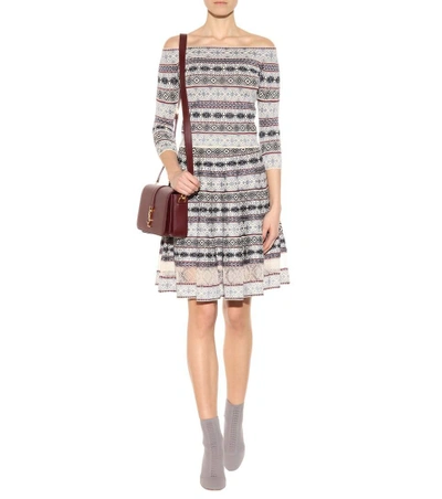 Shop Alexander Mcqueen Silk-blend Jacquard Striped Skirt In Eavy