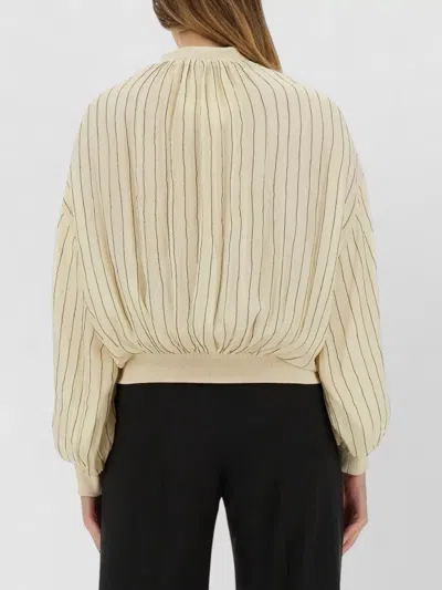 Alysi Silk Bomber Jacket With Subtle Stripes In Brown