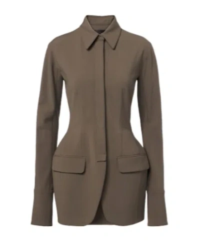 Mugler Wool-blend Jacket In Brown
