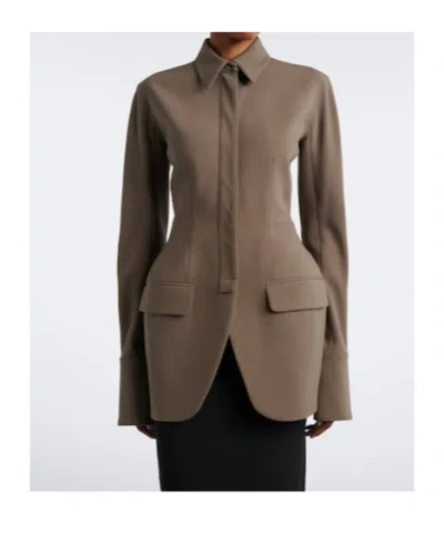 Mugler Wool-blend Jacket In Brown