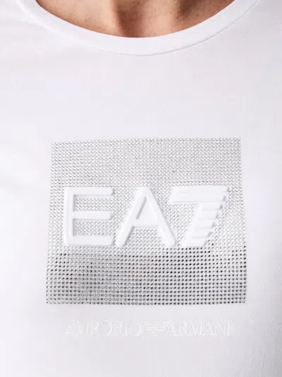 Ea7 로고 장식 반소매 티셔츠 In White