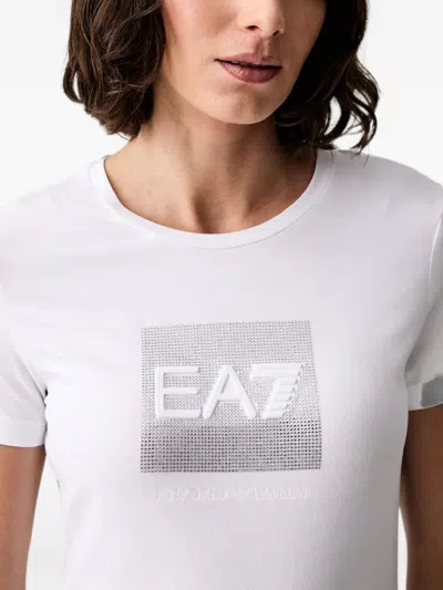 Ea7 로고 장식 반소매 티셔츠 In White