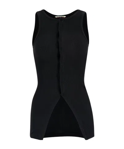 Auralee Button-up Tank Top In Black