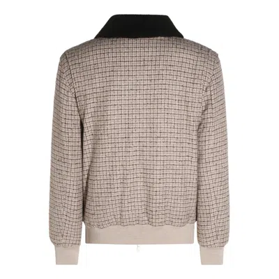 Eleventy Checked-pattern Shearling-collar Jacket In Gray