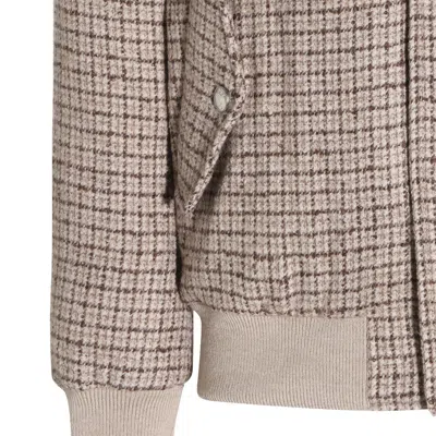 Eleventy Checked-pattern Shearling-collar Jacket In Gray