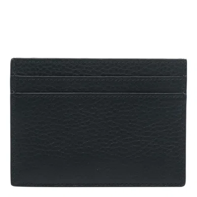 Saint Laurent Tiny Cassandre Grained Leather Cardholder In Black