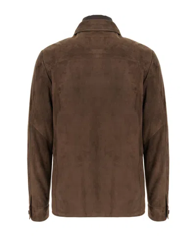 Moorer Polyester Blend Down Jacket Collared Pockets In Brown