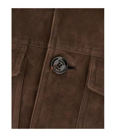 Moorer Polyester Blend Down Jacket Collared Pockets In Brown