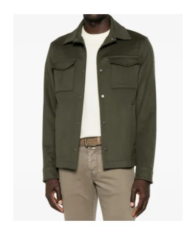 Herno Button-up Chest-pocket Jacket In Green
