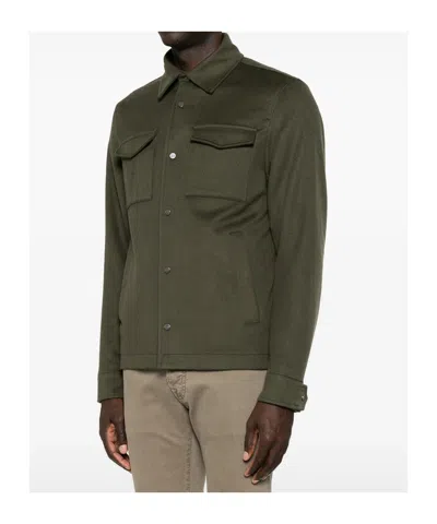 Herno Button-up Chest-pocket Jacket In Green
