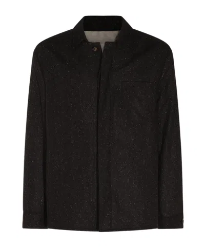 Eleventy Herringbone-pattern Shirt Jacket In Brown