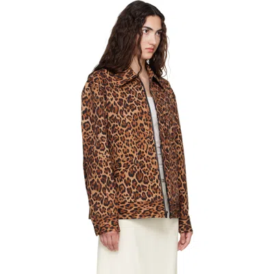 Anna Sui Tan Leopard Jacket In Multi
