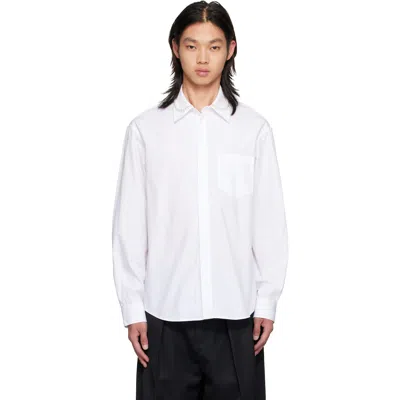 Simone Rocha Cotton Relaxed Pocket Shirt In White/pearl