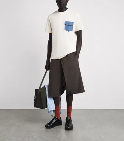 Moncler Cotton Denim-pocket T-shirt In White