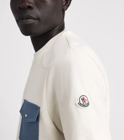 Moncler Cotton Denim-pocket T-shirt In White
