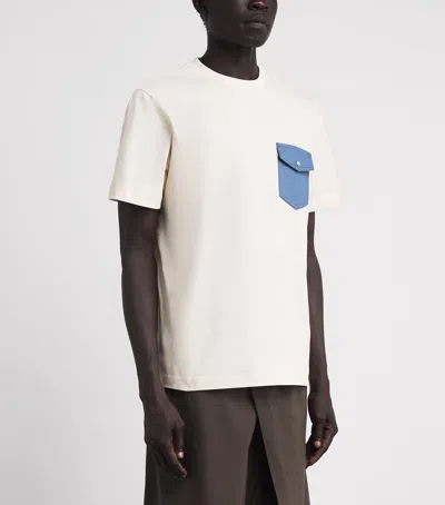 Moncler Cotton Denim-pocket T-shirt In White