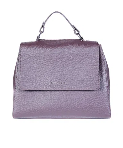 Orciani Small Structured Textured Leather Shoulder Bag In Purple