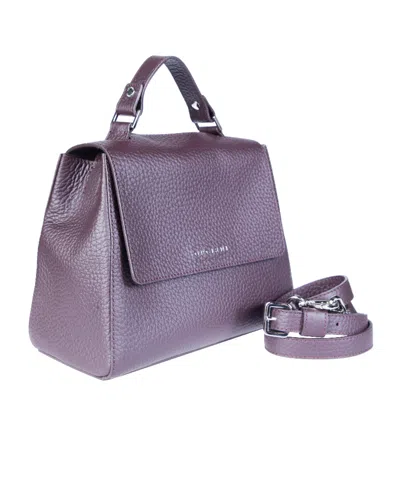 Orciani Small Structured Textured Leather Shoulder Bag In Purple