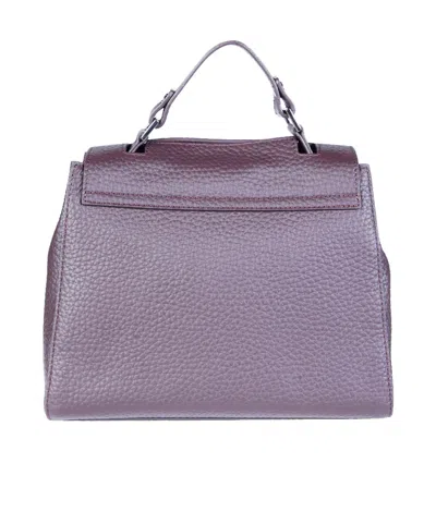 Orciani Small Structured Textured Leather Shoulder Bag In Purple