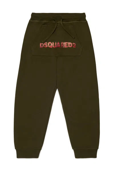 Dsquared2 Logo-patch Drawstring Track Pants In Green