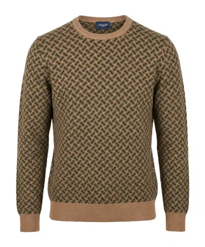Drumohr Geometric-pattern Cashmere Sweater In Brown
