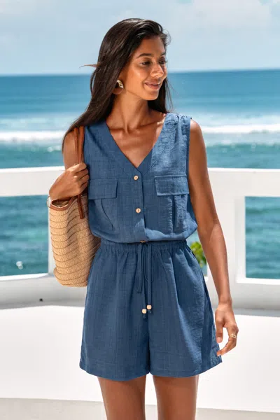Cupshe Ava Blue Romper In Blue