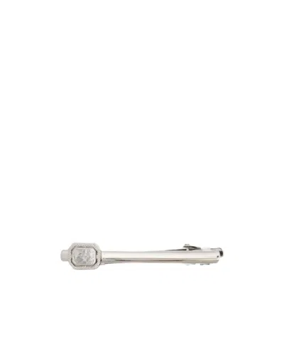 Tateossian Halo Rectangular Crystal-embellished Tie Clip In Silver
