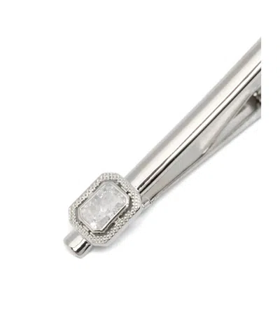 Tateossian Halo Rectangular Crystal-embellished Tie Clip In Silver