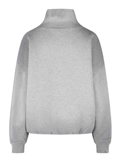 Acne Studios Brushed Cotton Fleece Funnel Neck Logo Sweatshirt With Balloon Hem In Transparent