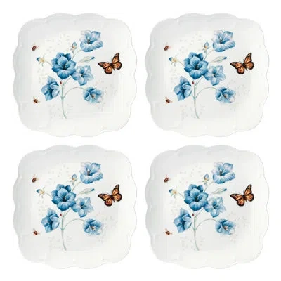 Lenox Butterfly Meadow Square 4pc Dinner Plates In Blue;orange